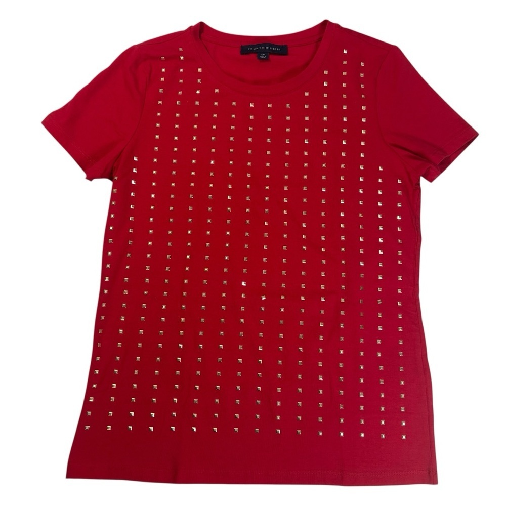 Tommy Hilfiger Red Studded Short Sleeve Tee Size S/P
